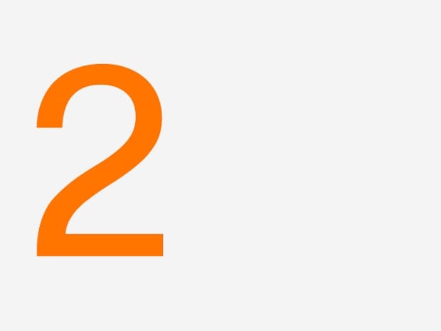Orange number 2 on a white background.