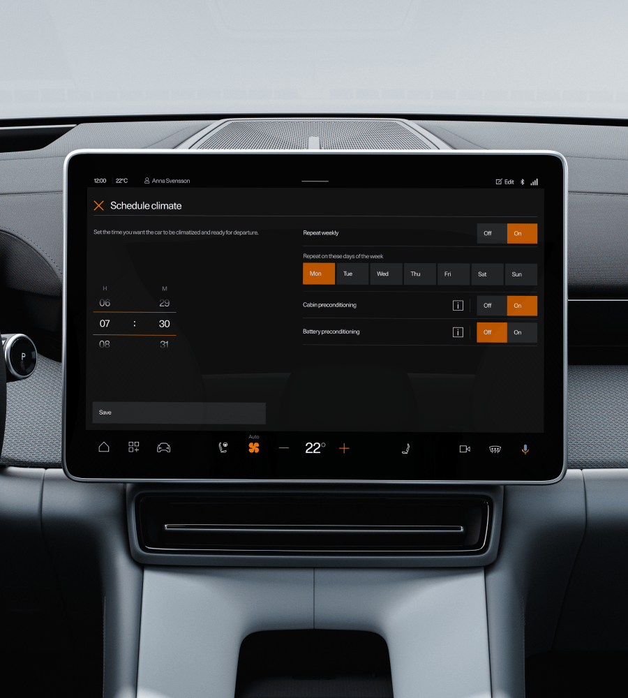 Climate control on centre display in Polestar 4